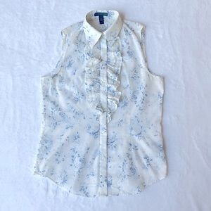 Lauren Jeans Company Ruffle Front Blouse-Size S